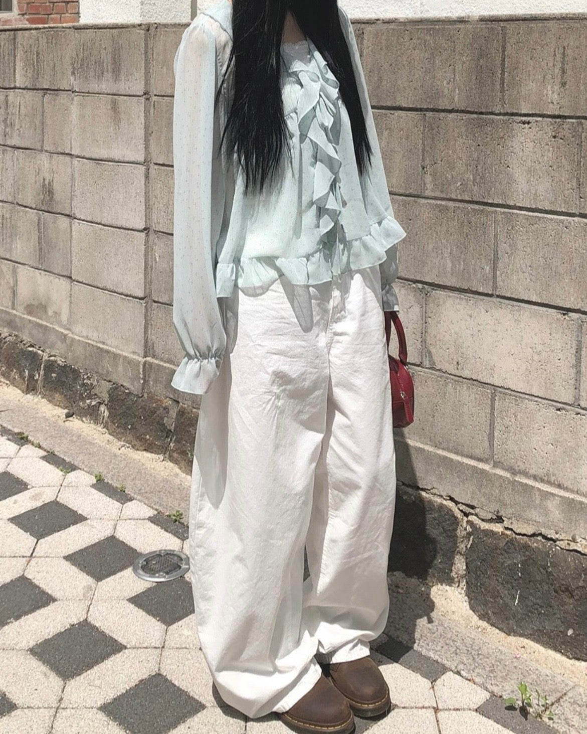 KR 花花蝴蝶結彎刀牛仔褲
