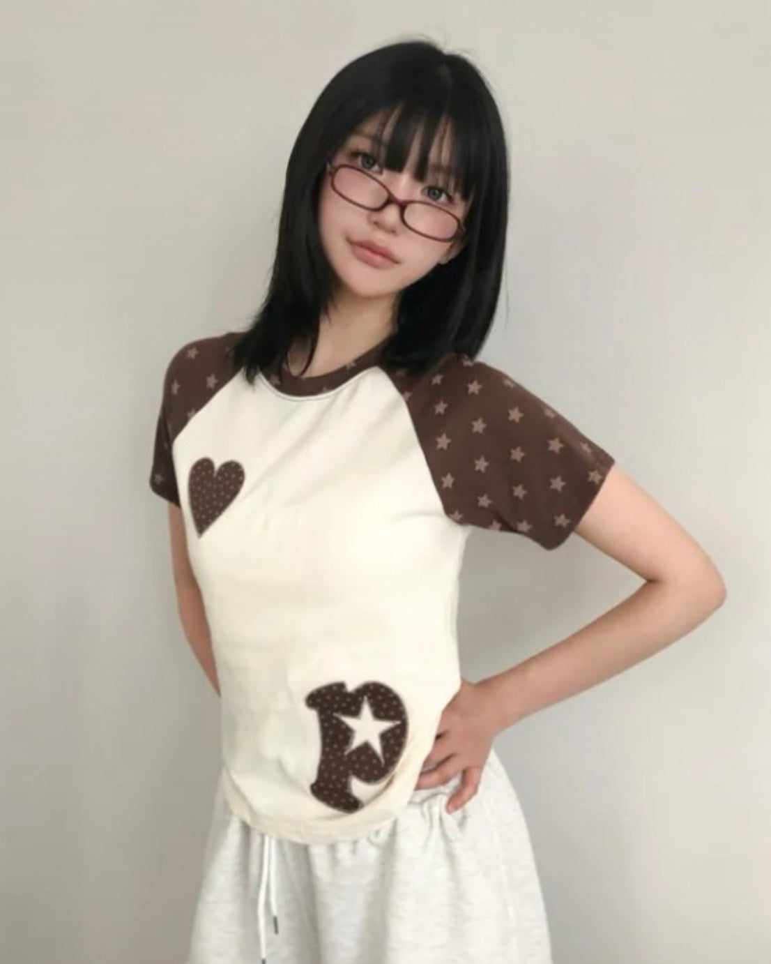 KR 拼布心形P短袖上衣