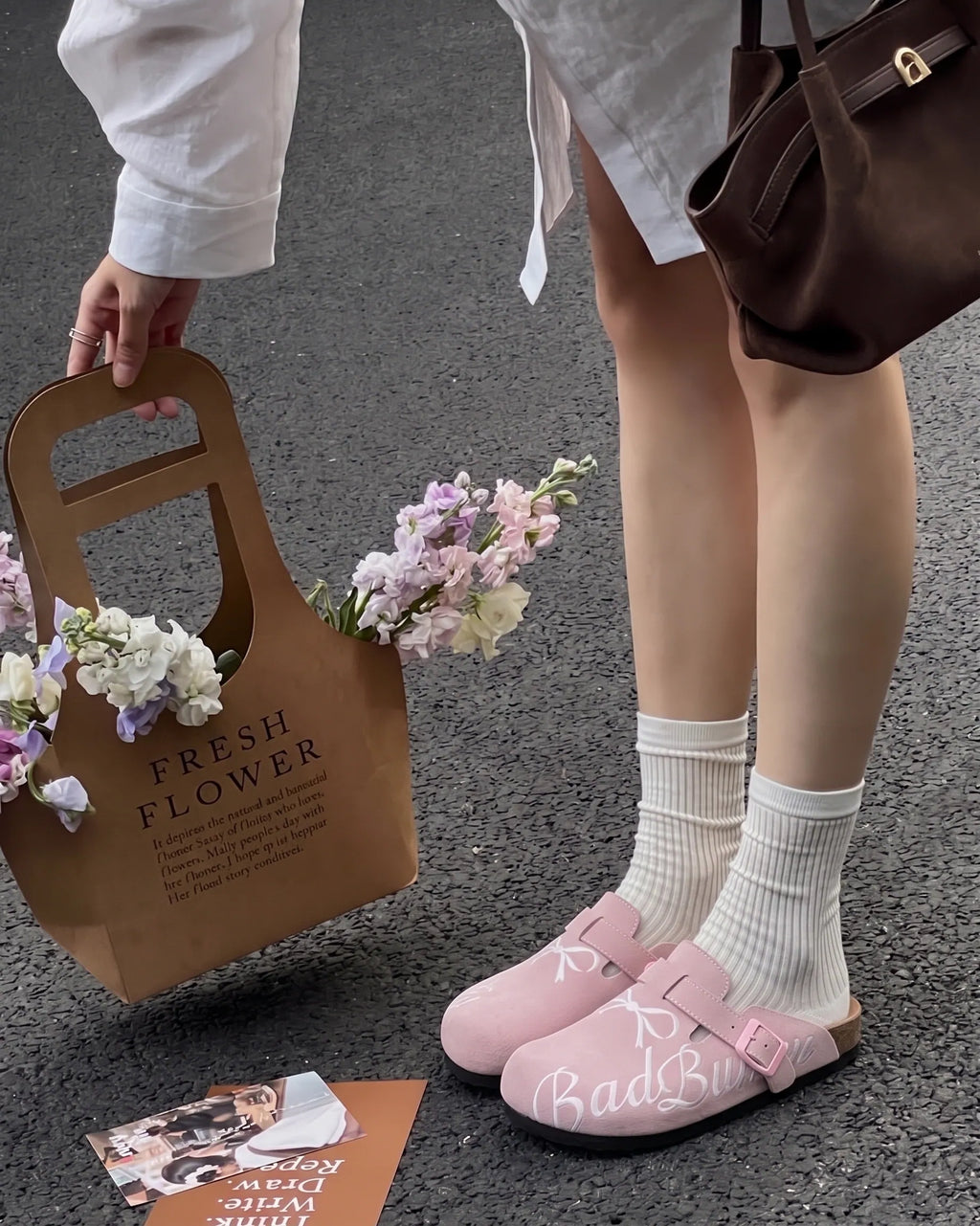 越南 RENCHO 麂皮刺繡蝴蝶結穆勒鞋