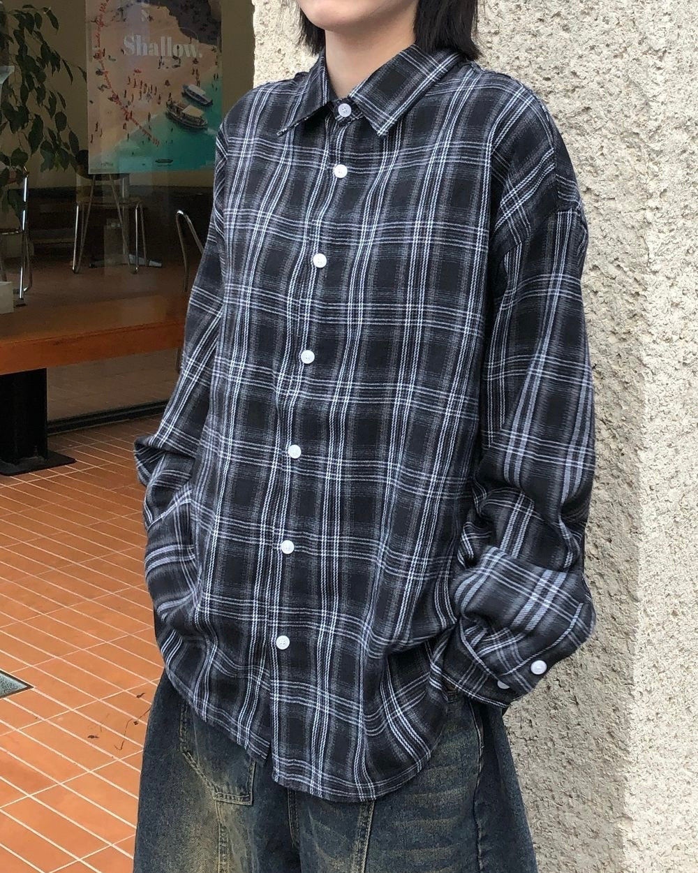 KR 格仔紋長袖襯衫
