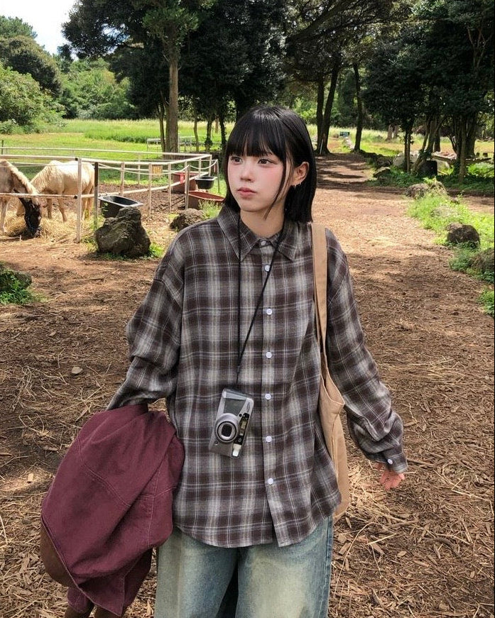 KR 格仔紋長袖襯衫