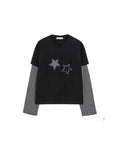KR 星星假兩件長袖上衣